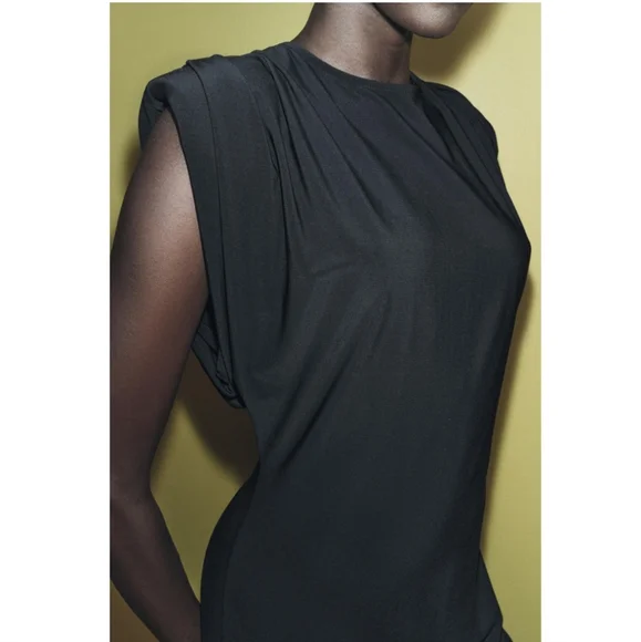 ZARA LONG DRESS WITH SHOULDER PADS SIZE M - Picture 3 of 11